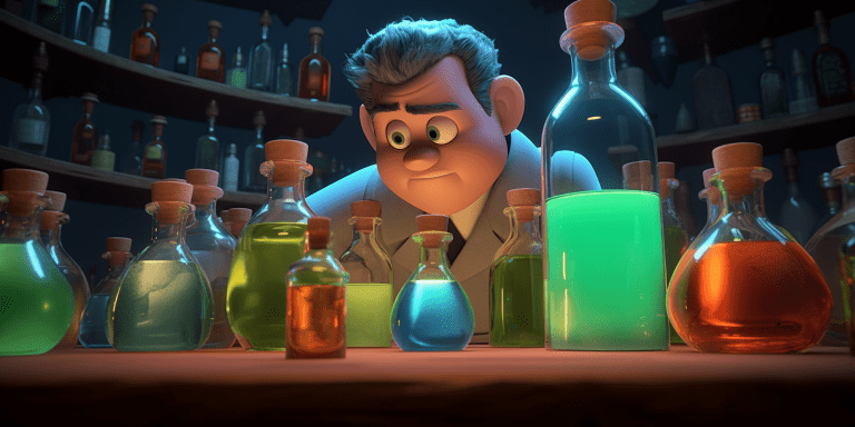 cientist_looking_at_two_cientific_bottles_o_07c7ea2e-e994-4218-a492-7ad4162878b9